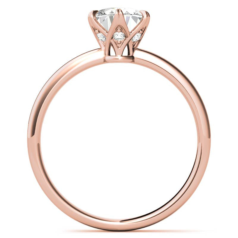6-Prong Diamond and Oval Moissanite Engagement Ring