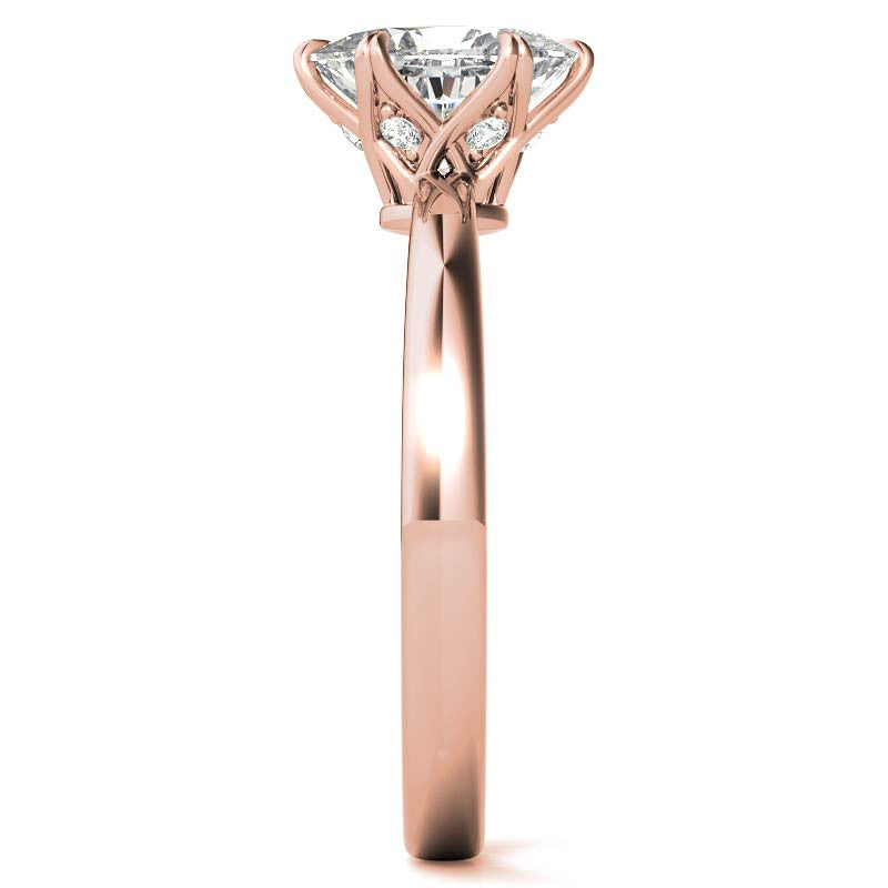 6-Prong Diamond and Oval Moissanite Engagement Ring