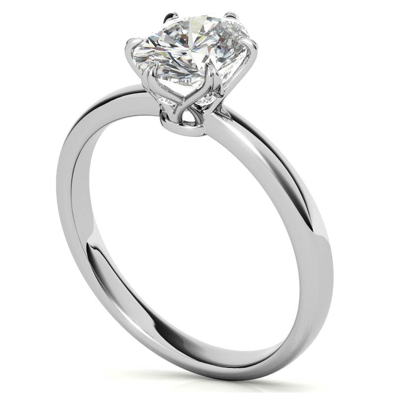 6-Prong Diamond and Oval Moissanite Engagement Ring