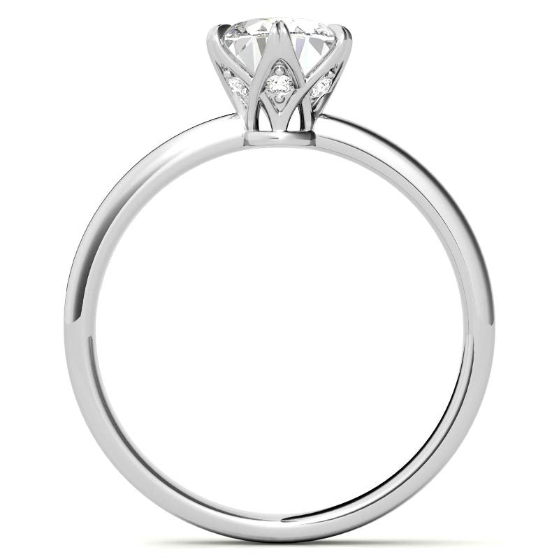 6-Prong Diamond and Oval Moissanite Engagement Ring