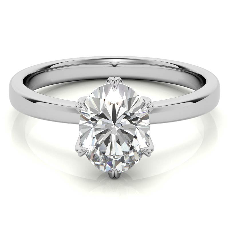 6-Prong Diamond and Oval Moissanite Engagement Ring