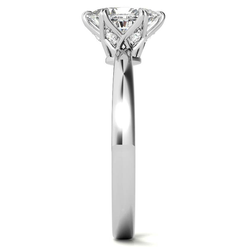 6-Prong Diamond and Oval Moissanite Engagement Ring