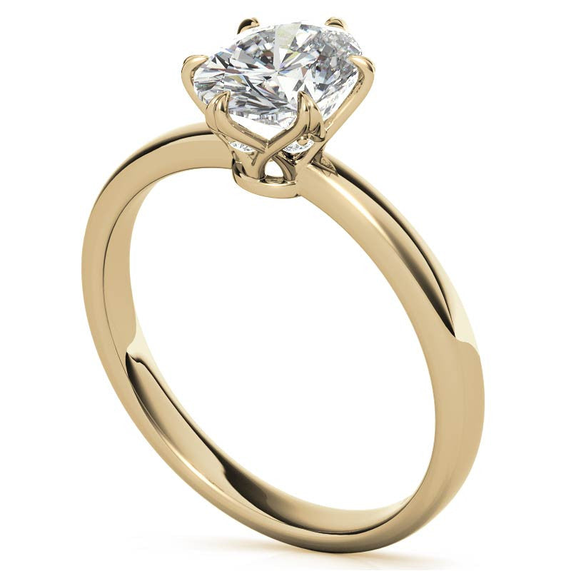 6-Prong Diamond and Oval Moissanite Engagement Ring