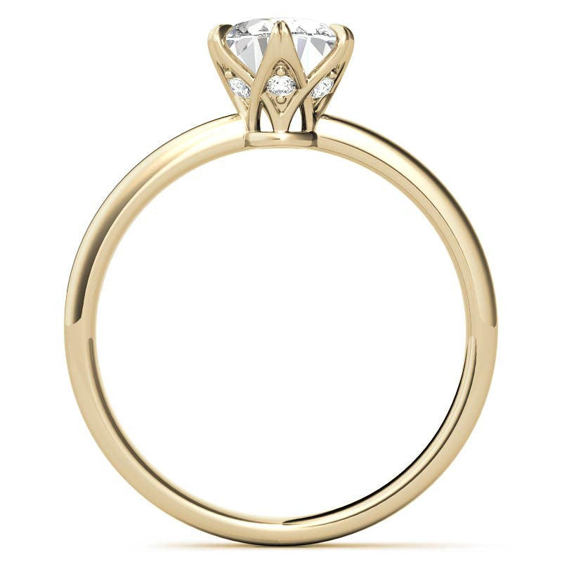 6-Prong Diamond and Oval Moissanite Engagement Ring