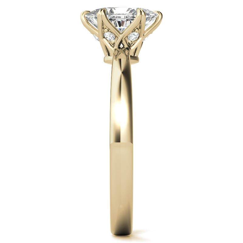 6-Prong Diamond and Oval Moissanite Engagement Ring