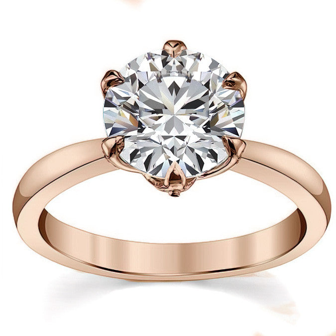 6-Prong Diamond Round HA Moissanite Engagement Ring