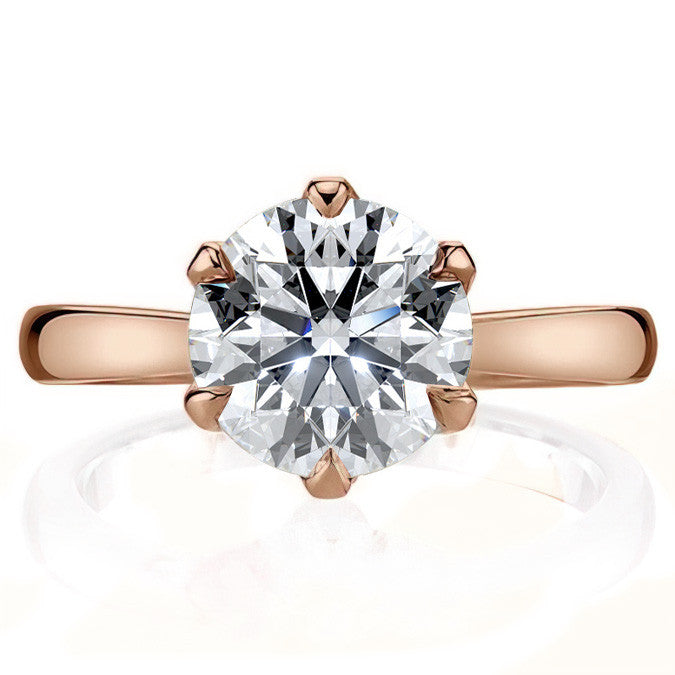 6-Prong Diamond Round HA Moissanite Engagement Ring