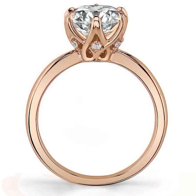 6-Prong Diamond Round HA Moissanite Engagement Ring