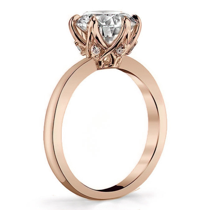 6-Prong Diamond Round HA Moissanite Engagement Ring