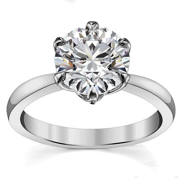 6-Prong Diamond Round HA Moissanite Engagement Ring