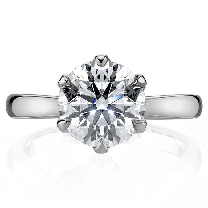 6-Prong Diamond Round HA Moissanite Engagement Ring