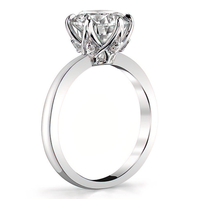 6-Prong Diamond Round HA Moissanite Engagement Ring