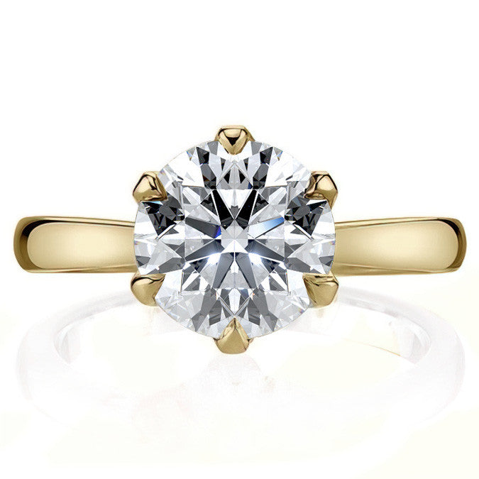 6-Prong Diamond Round HA Moissanite Engagement Ring