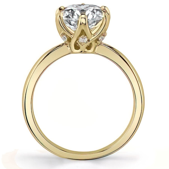 6-Prong Diamond Round HA Moissanite Engagement Ring