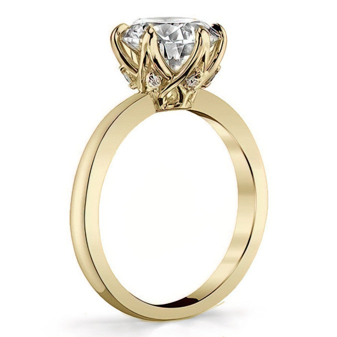6-Prong Diamond Round HA Moissanite Engagement Ring