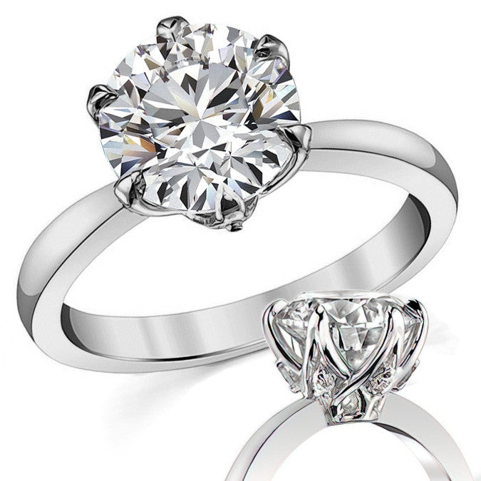 6-Prong Diamond Round HA Moissanite Engagement Ring