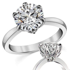 6-Prong Diamond Round HA Moissanite Engagement Ring