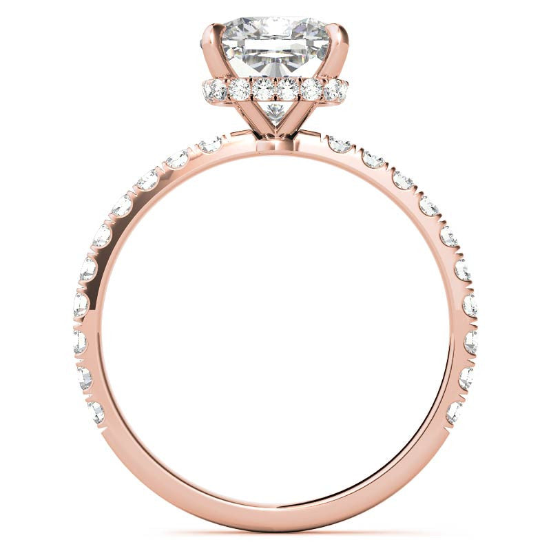 Diamond Collar Cushion Moissanite Engagement Ring - 2mm