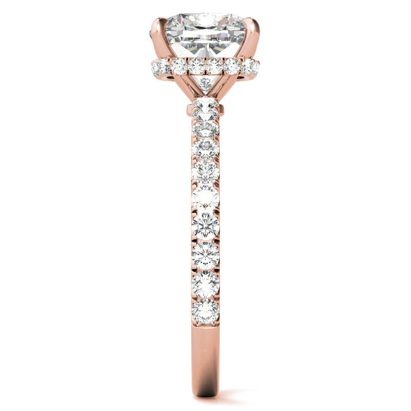 Diamond Collar Cushion Moissanite Engagement Ring - 2mm