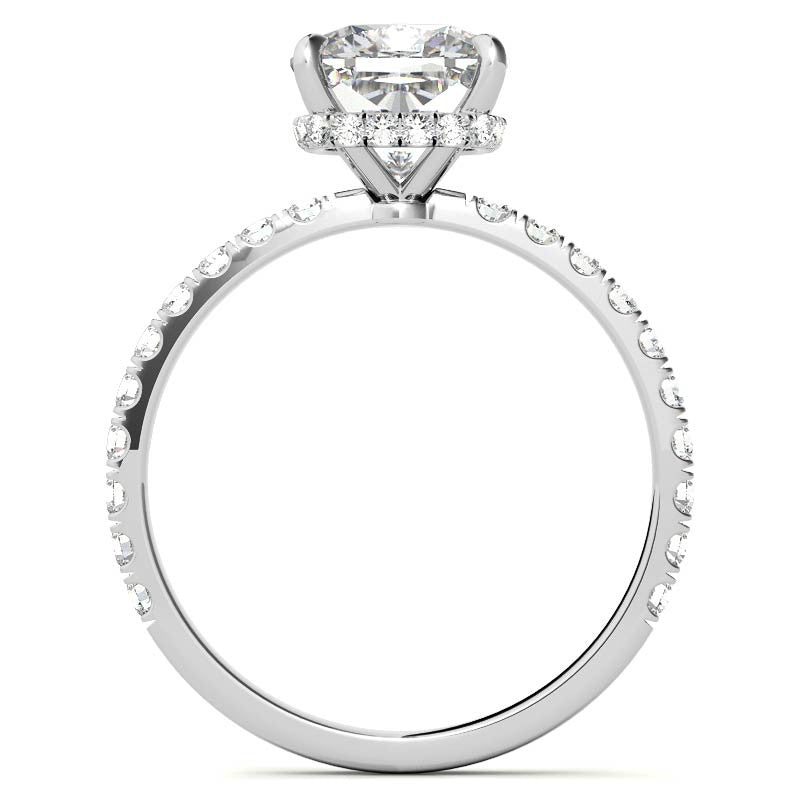 Diamond Collar Cushion Moissanite Engagement Ring - 2mm