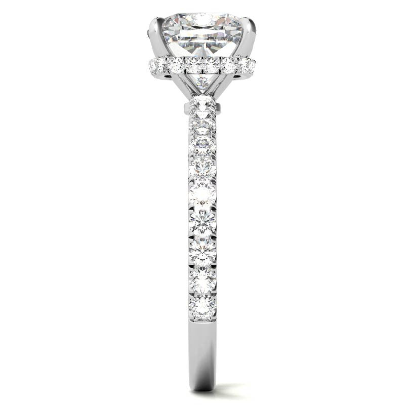 Diamond Collar Cushion Moissanite Engagement Ring - 2mm
