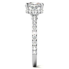 Diamond Collar Cushion Moissanite Engagement Ring - 2mm