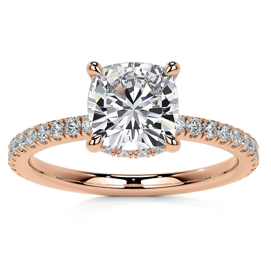 Cushion Hidden Halo Moissanite Engagement Ring
