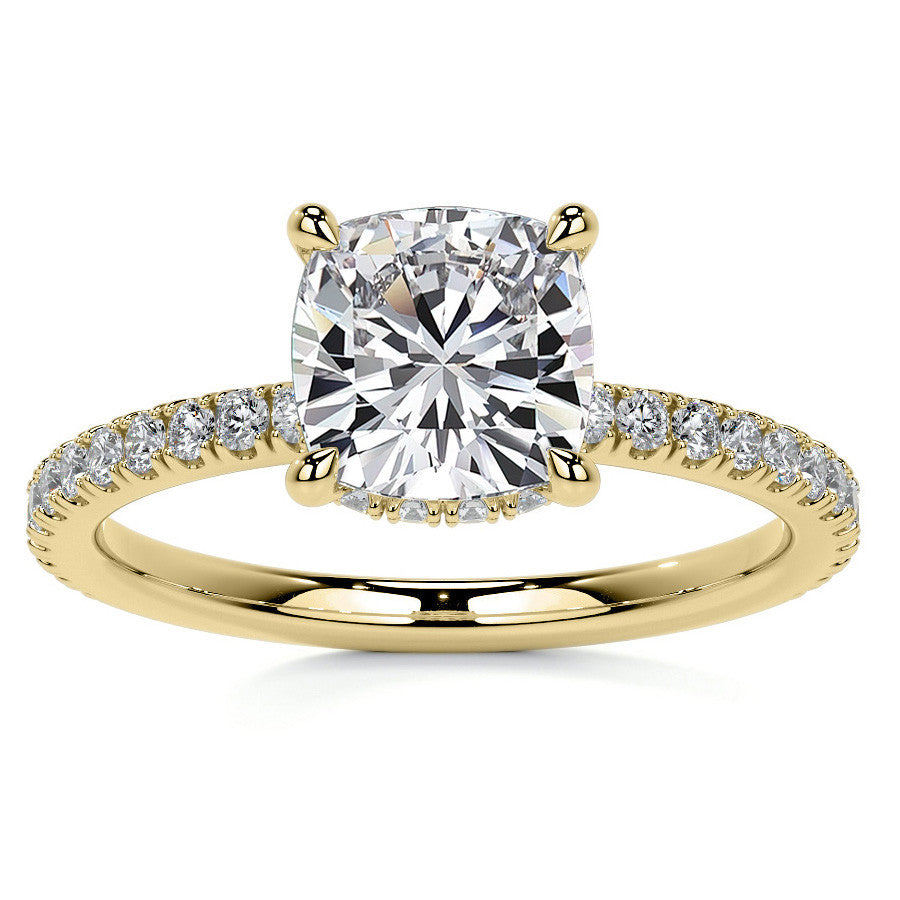 Cushion Hidden Halo Moissanite Engagement Ring