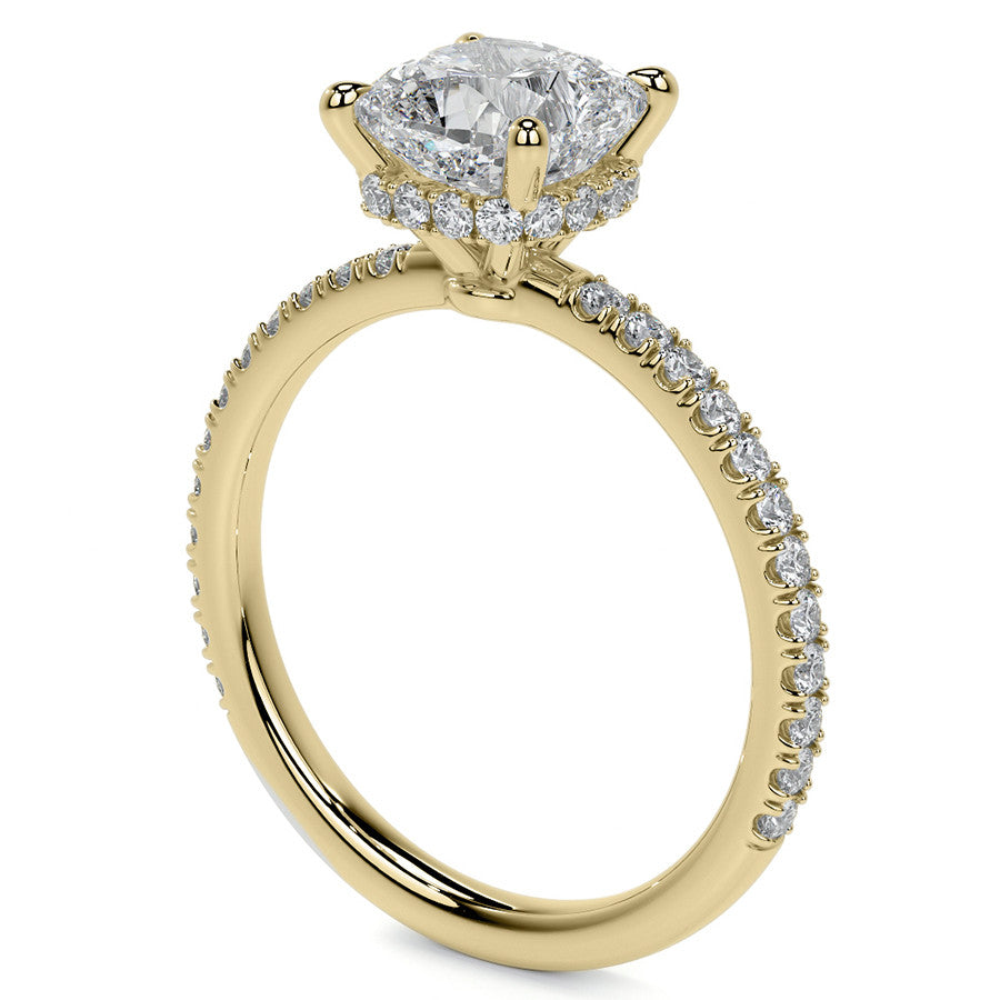 Cushion Hidden Halo Moissanite Engagement Ring