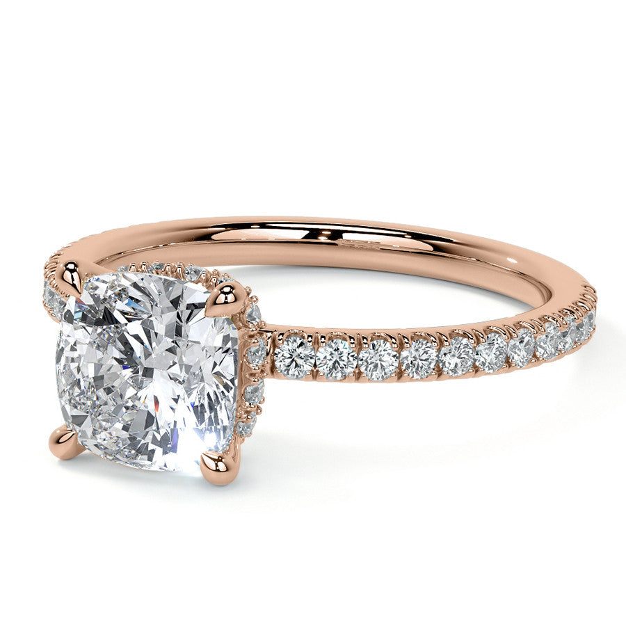Cushion Hidden Halo Moissanite Engagement Ring