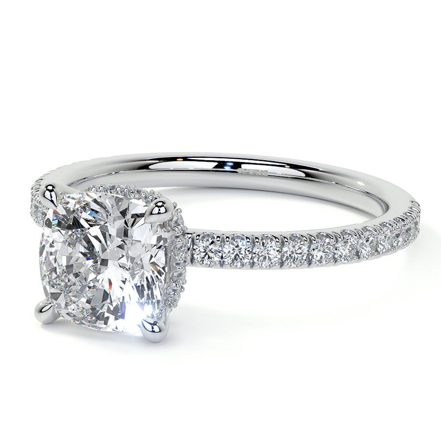 Cushion Hidden Halo Moissanite Engagement Ring