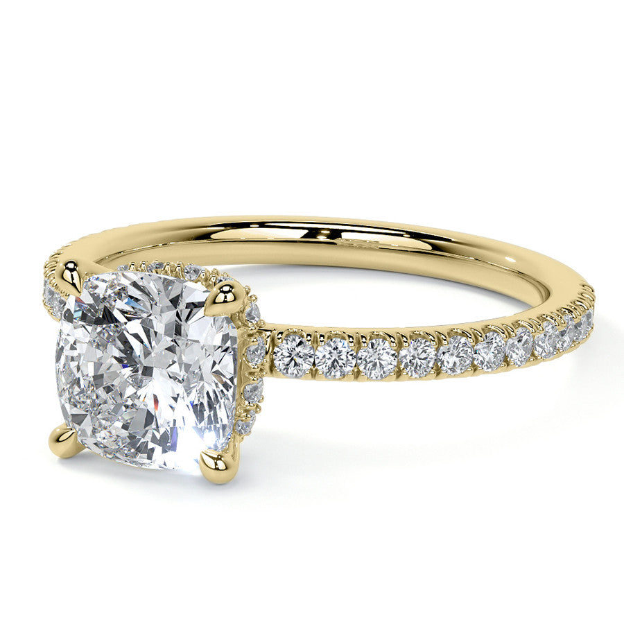 Cushion Hidden Halo Moissanite Engagement Ring