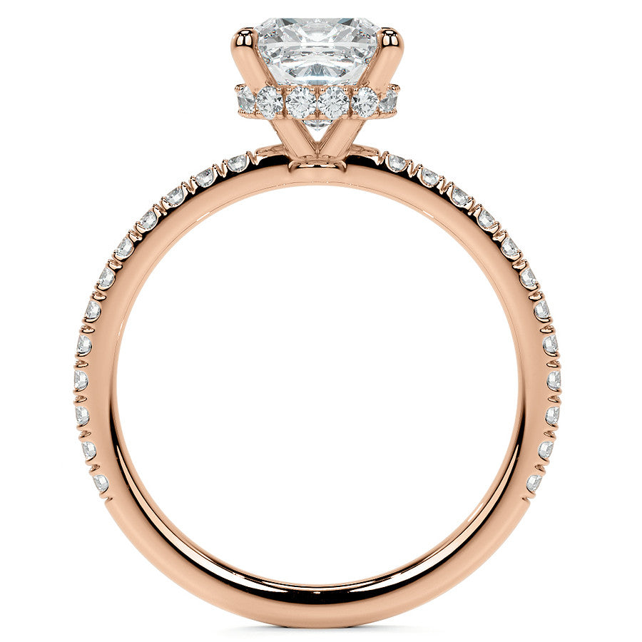 Cushion Hidden Halo Moissanite Engagement Ring