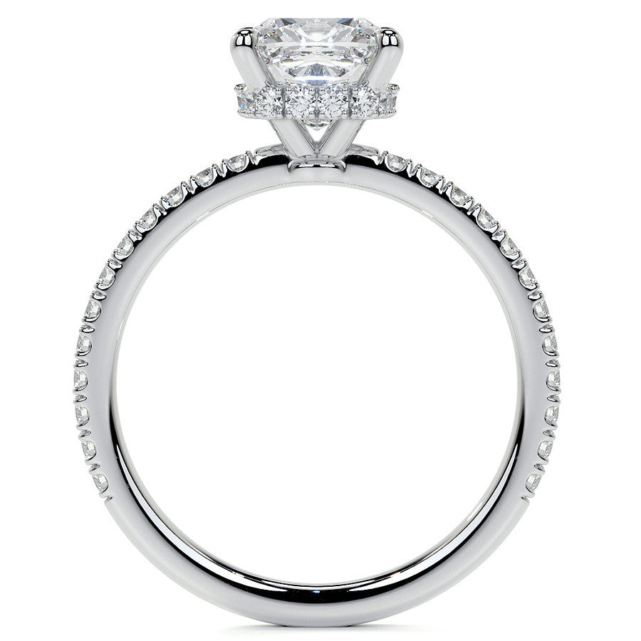 Cushion Hidden Halo Moissanite Engagement Ring