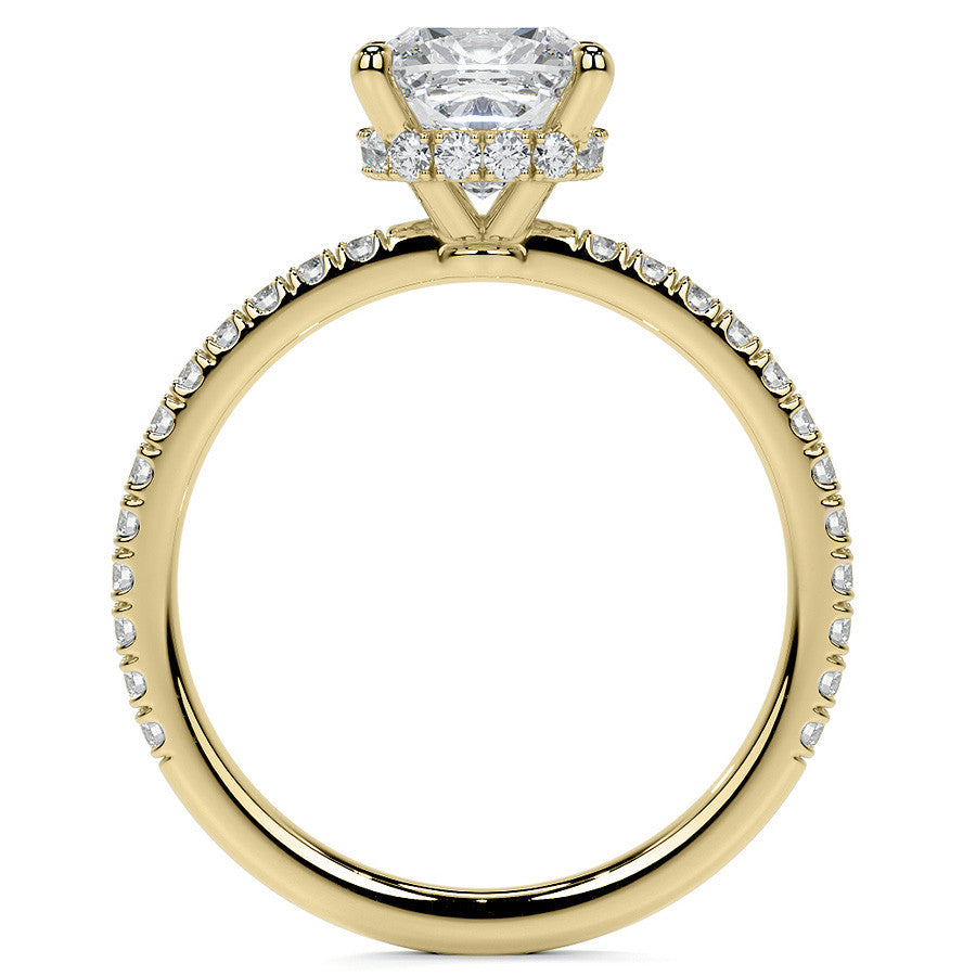 Cushion Hidden Halo Moissanite Engagement Ring