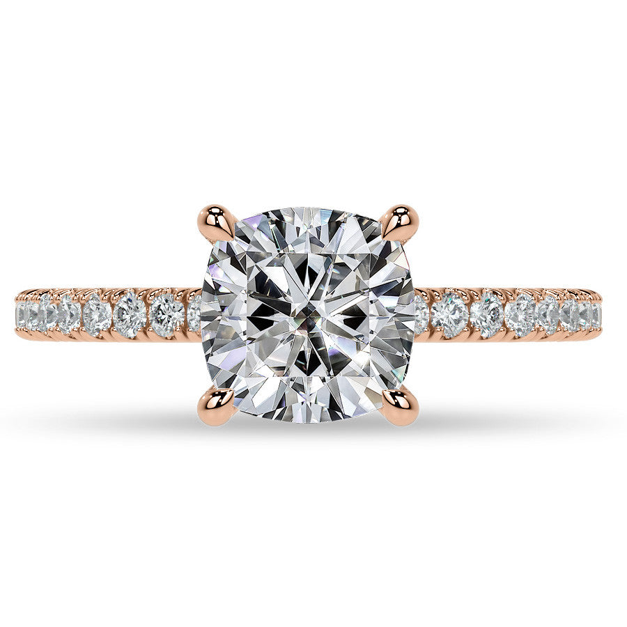 Cushion Hidden Halo Moissanite Engagement Ring