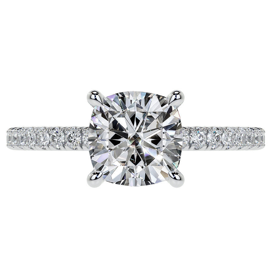 Cushion Hidden Halo Moissanite Engagement Ring