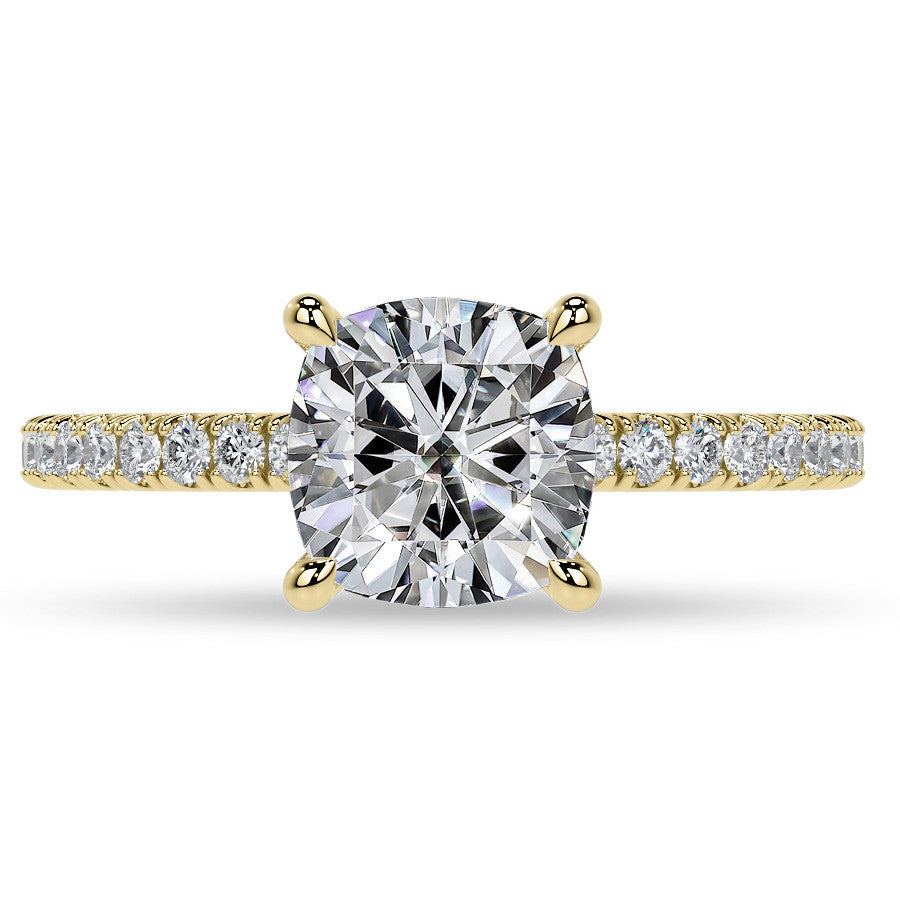 Cushion Hidden Halo Moissanite Engagement Ring