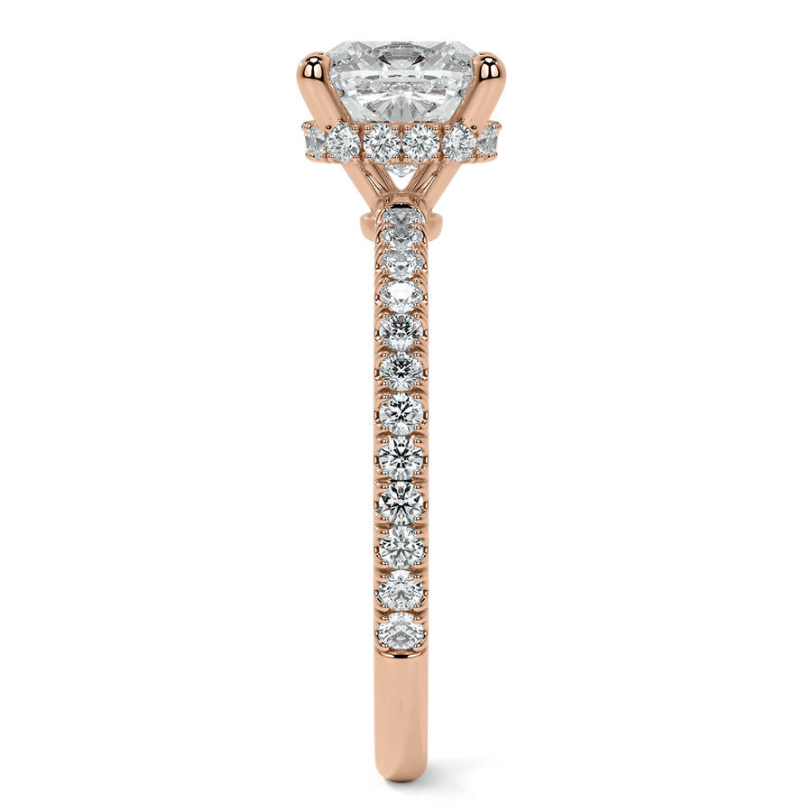 Cushion Hidden Halo Moissanite Engagement Ring