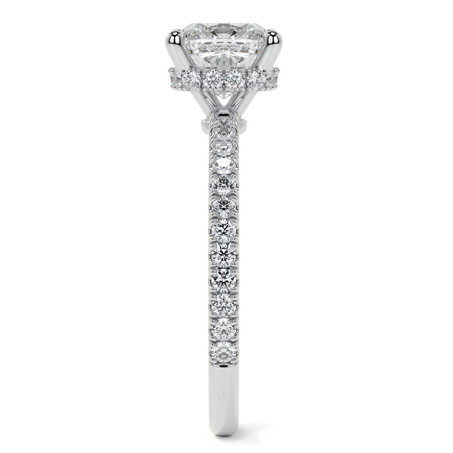 Cushion Hidden Halo Moissanite Engagement Ring
