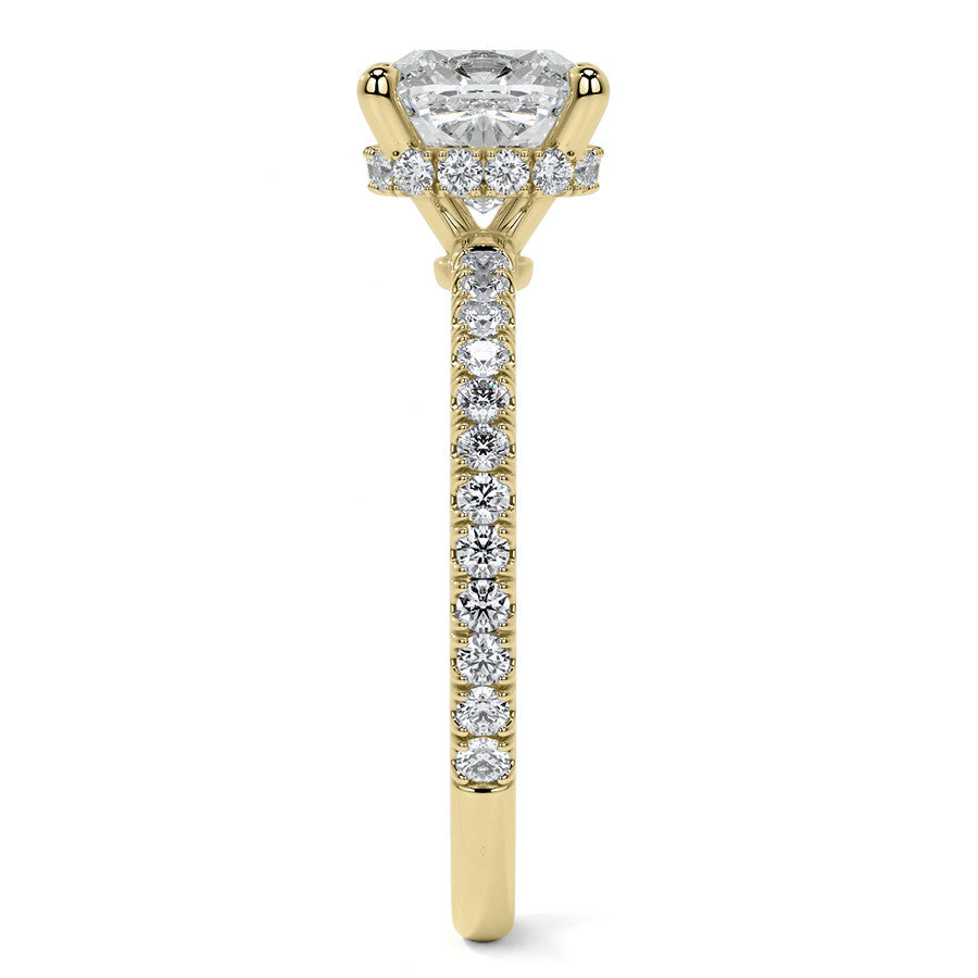 Cushion Hidden Halo Moissanite Engagement Ring