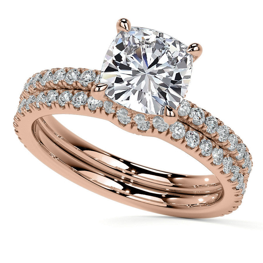 Cushion Hidden Halo Moissanite Engagement Ring