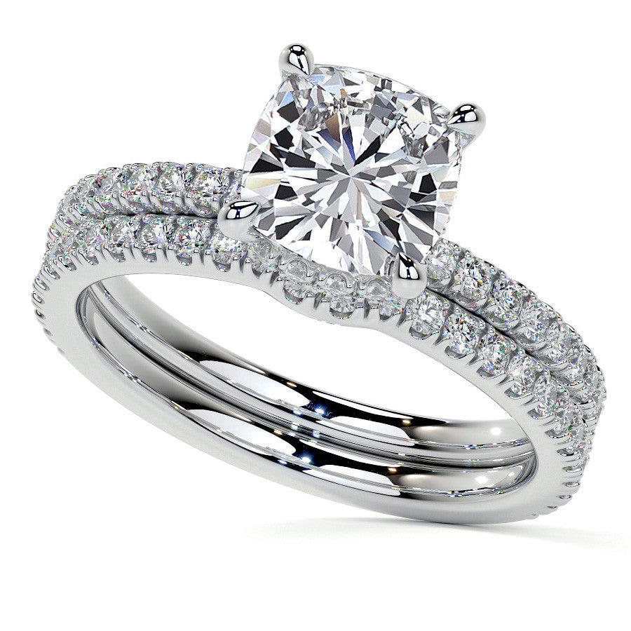 Cushion Hidden Halo Moissanite Engagement Ring
