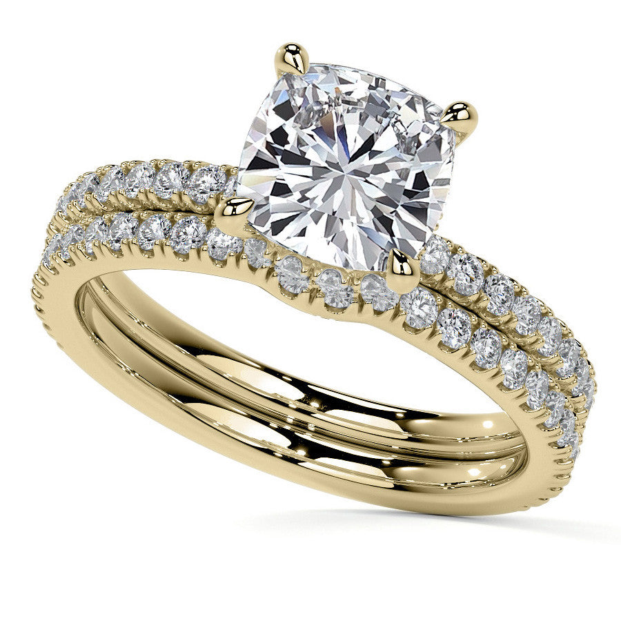Cushion Hidden Halo Moissanite Engagement Ring