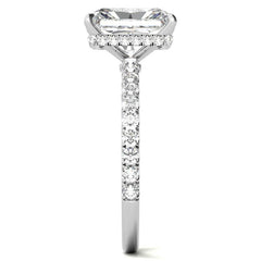 Diamond Collar Emerald / Radiant Moissanite Engagement Ring - 2mm