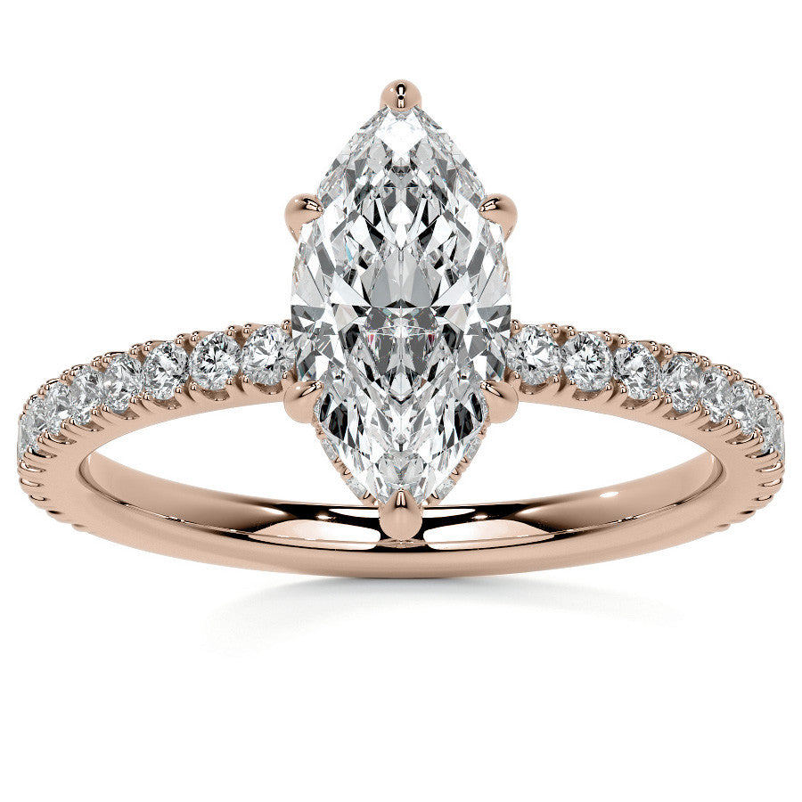 Marquise Hidden Halo Moissanite Engagement Ring