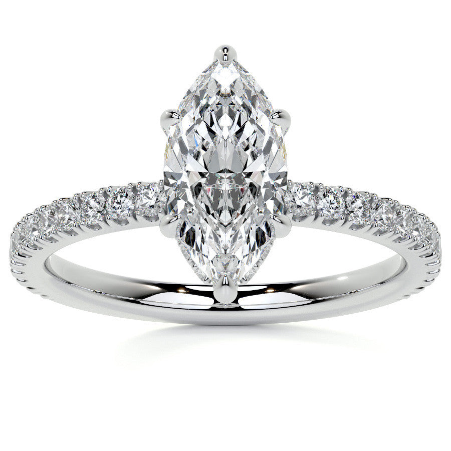 Marquise Hidden Halo Moissanite Engagement Ring