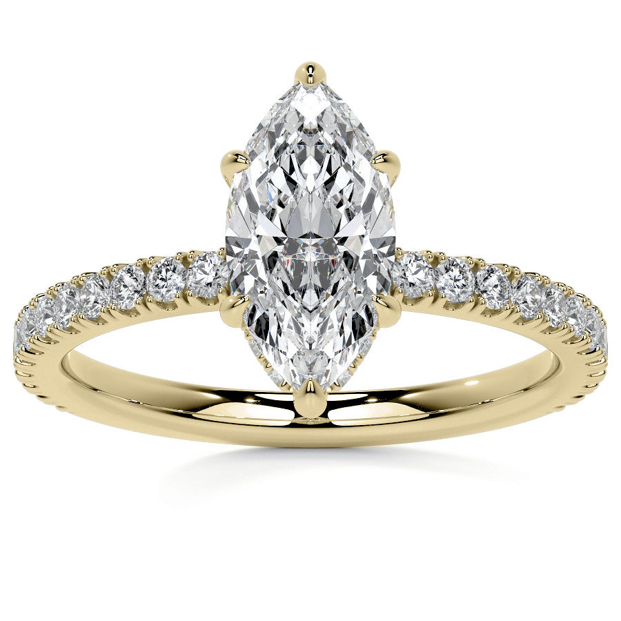 Marquise Hidden Halo Moissanite Engagement Ring