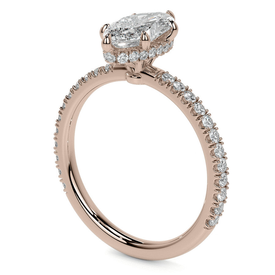 Marquise Hidden Halo Moissanite Engagement Ring