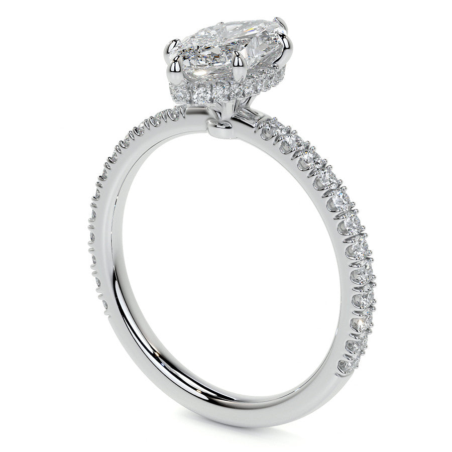 Marquise Hidden Halo Moissanite Engagement Ring